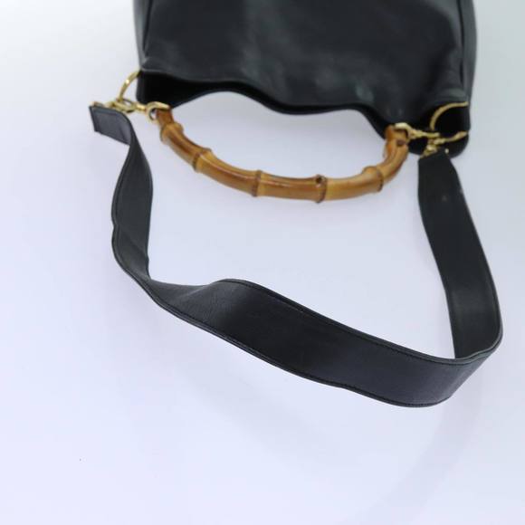 GUCCI Bamboo Shoulder Bag Leather 2way Black Auth 70623 - Picture 7 of 16